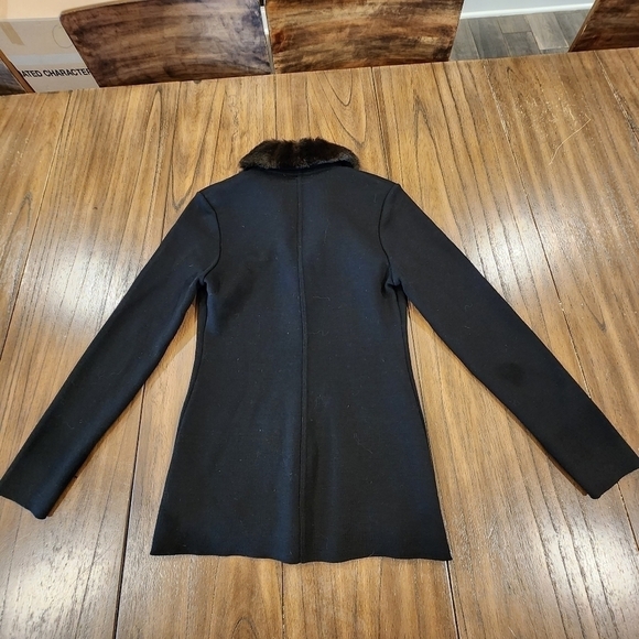 La maison de la fausse fourrure black wool fur Button Up Glam cardigan S - Picture 2 of 14